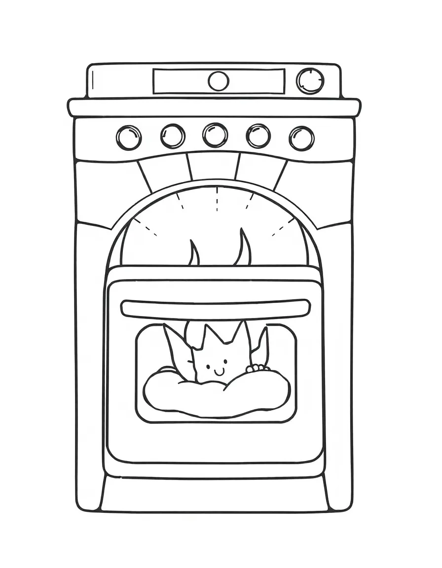 A warm oven with a happy light.