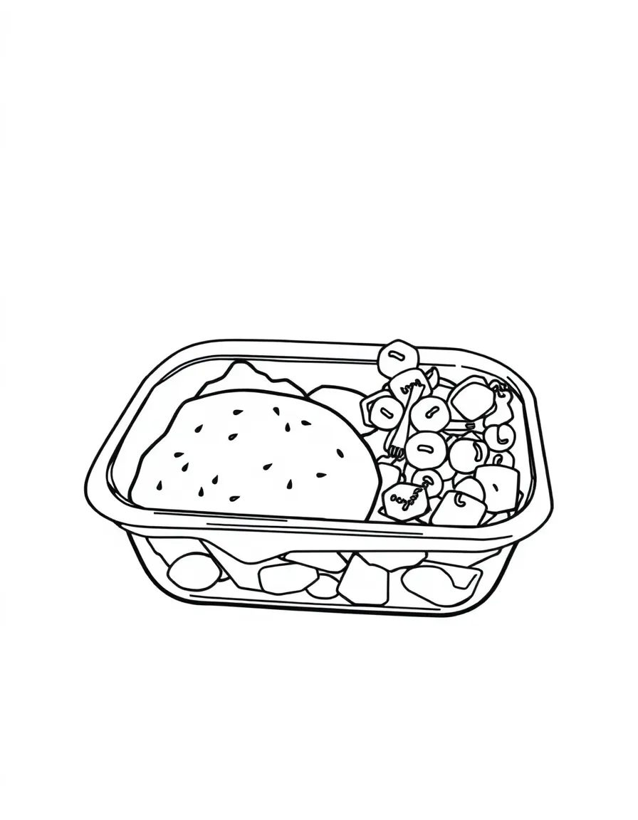 A clear food container with leftovers.