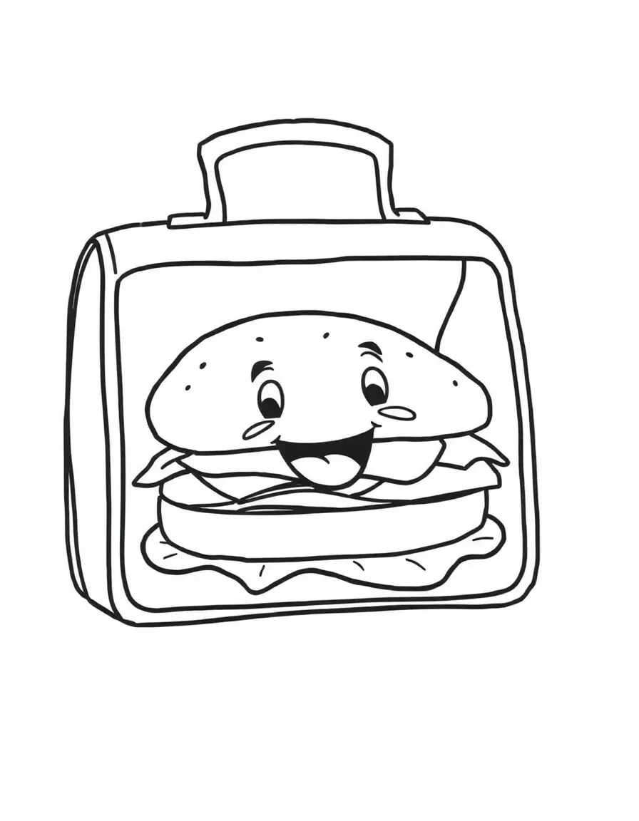 A strong lunchbox with a happy sandwich.