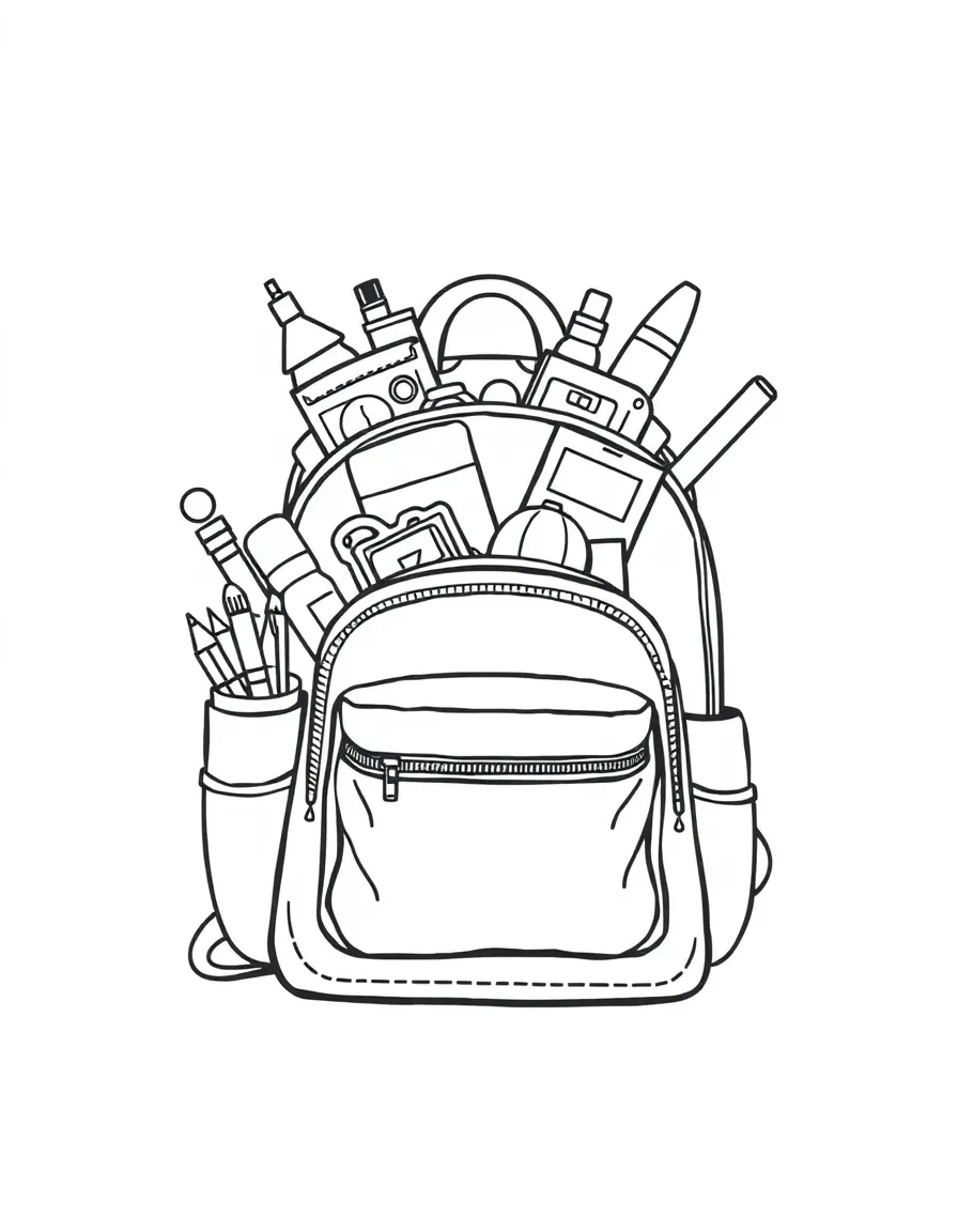 A happy backpack full of school supplies.