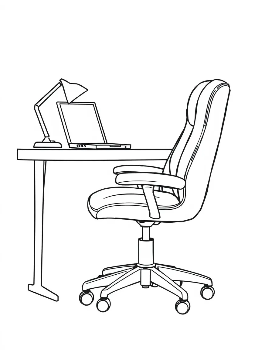 A comfy desk chair with wheels.
