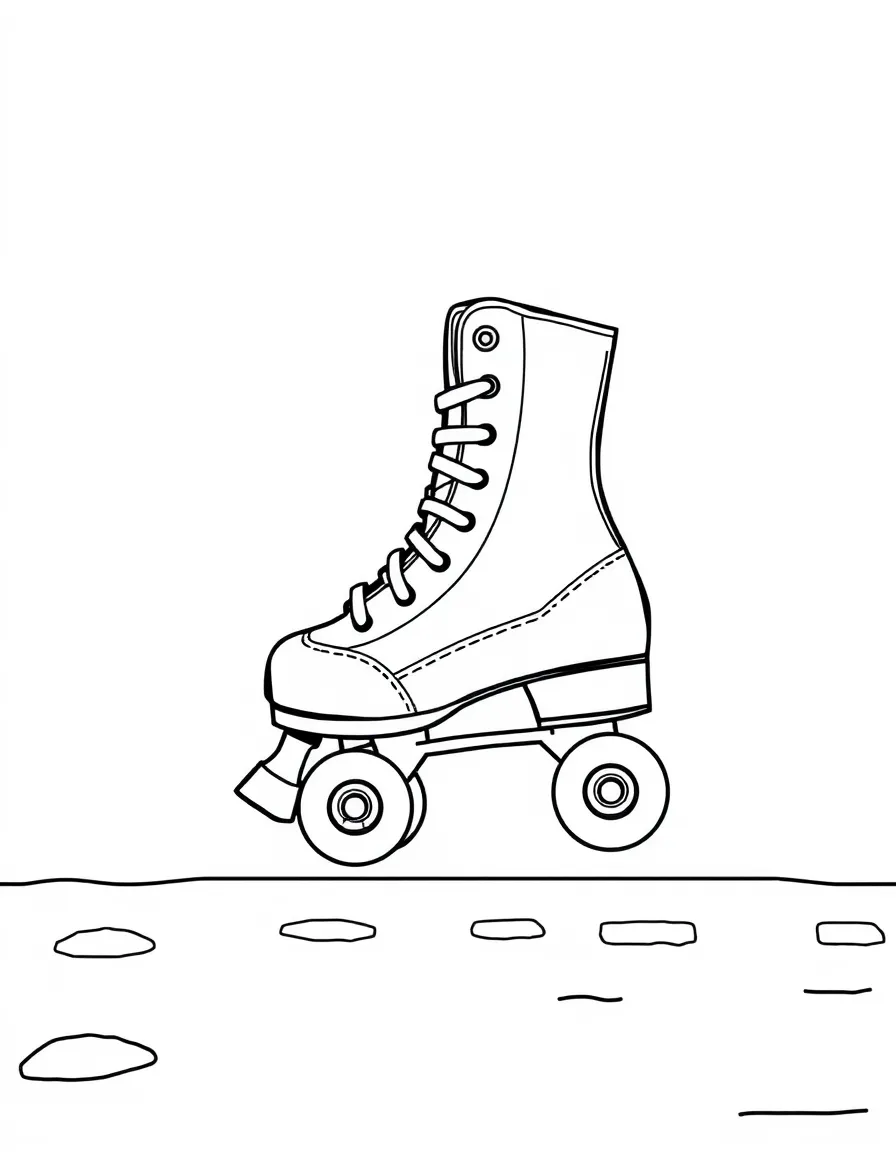 A pointy roller skate rolling on pavement.