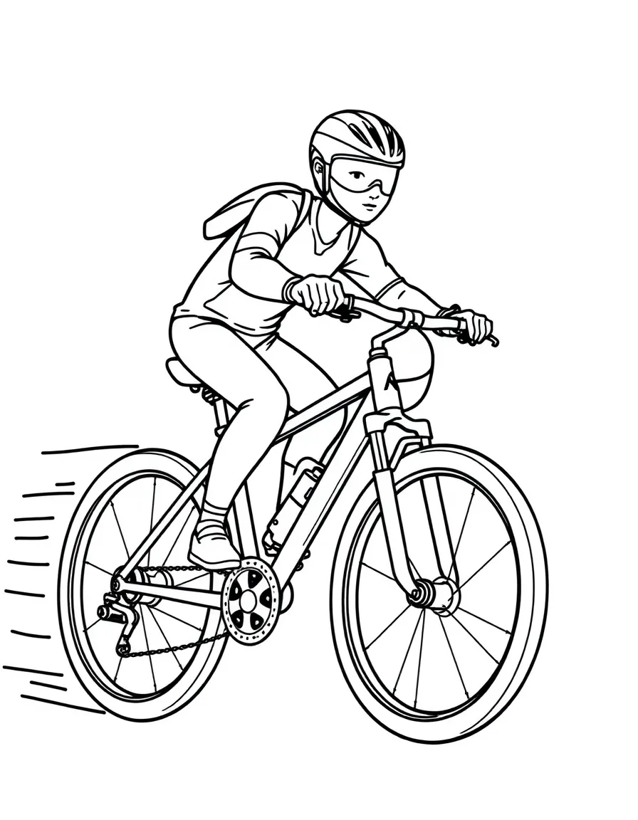 A speedy bicycle with a helmet.