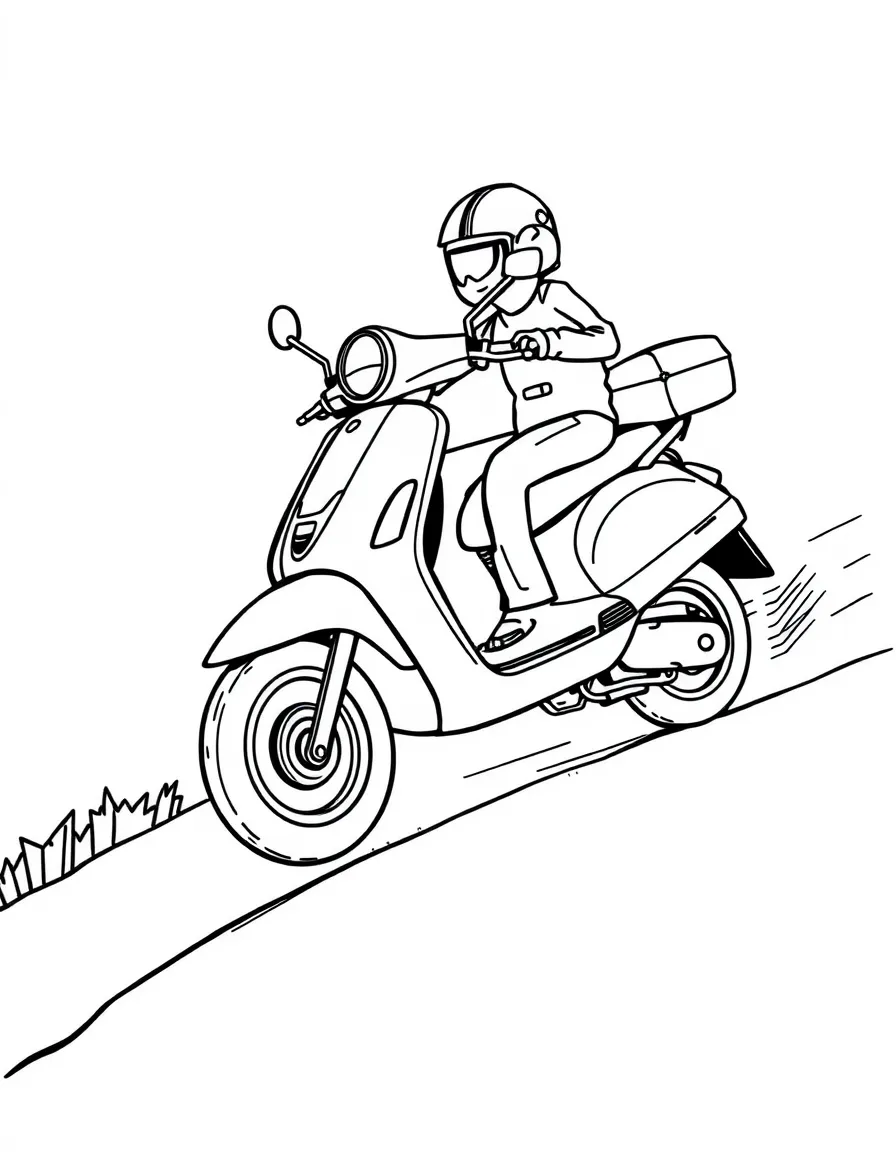 A speedy scooter riding down a hill.