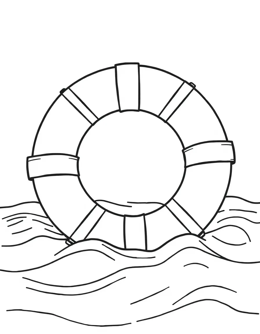 A happy life preserver in the water.