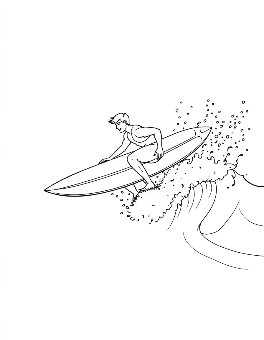 A strong surfboard riding a wave.