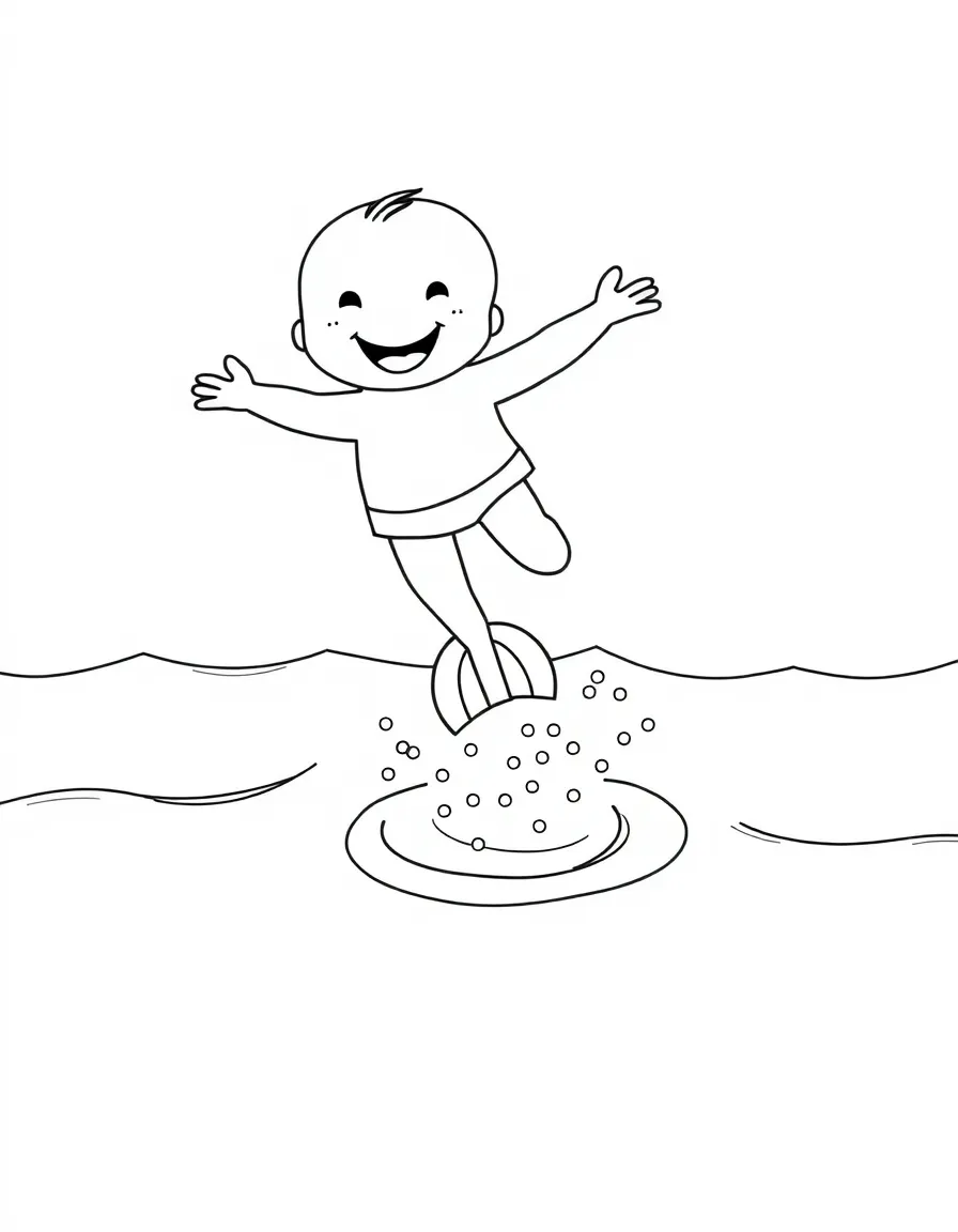 A happy flippers kicking in the water.