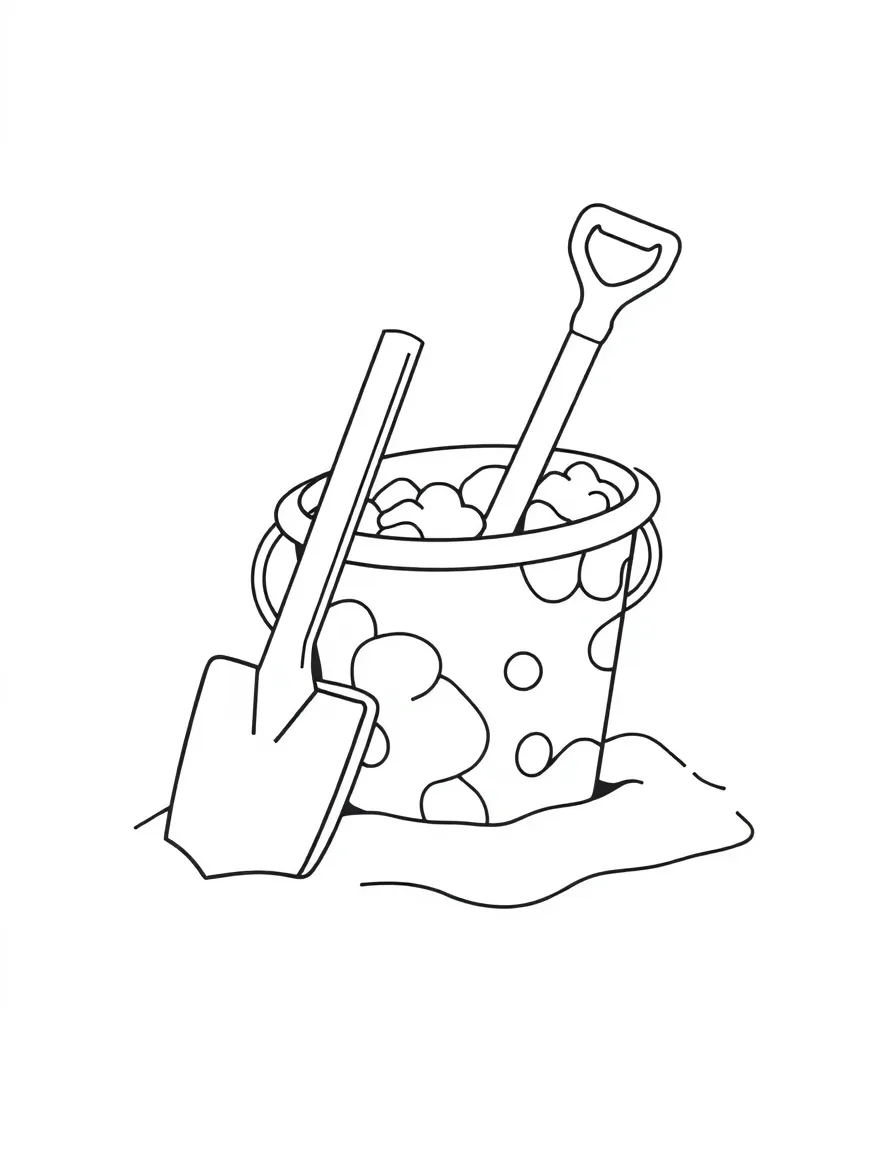 A colorful bucket and spade for sandcastles.