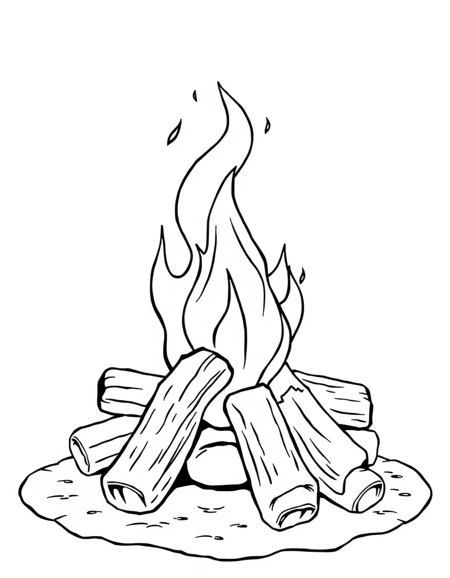 A crackling campfire with a happy flame.