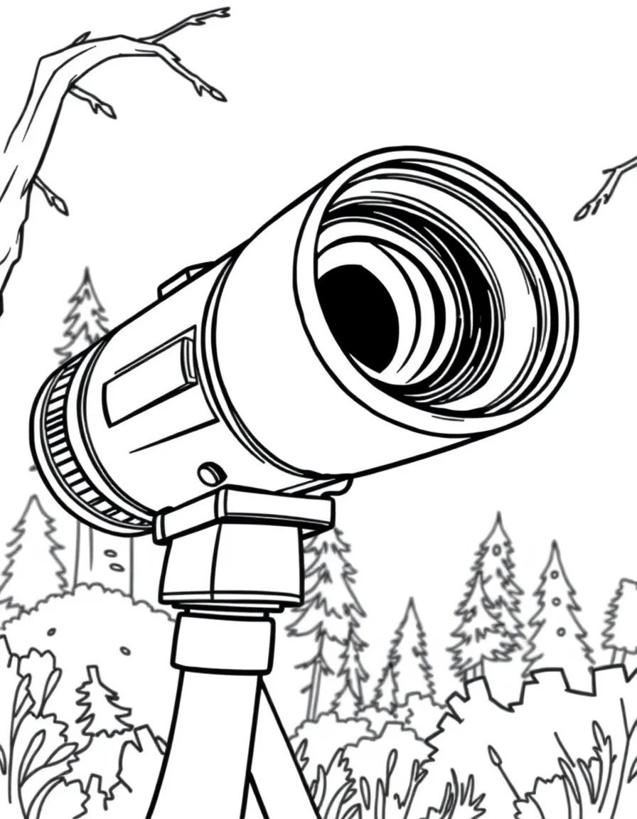 A strong binoculars looking at distant trees.