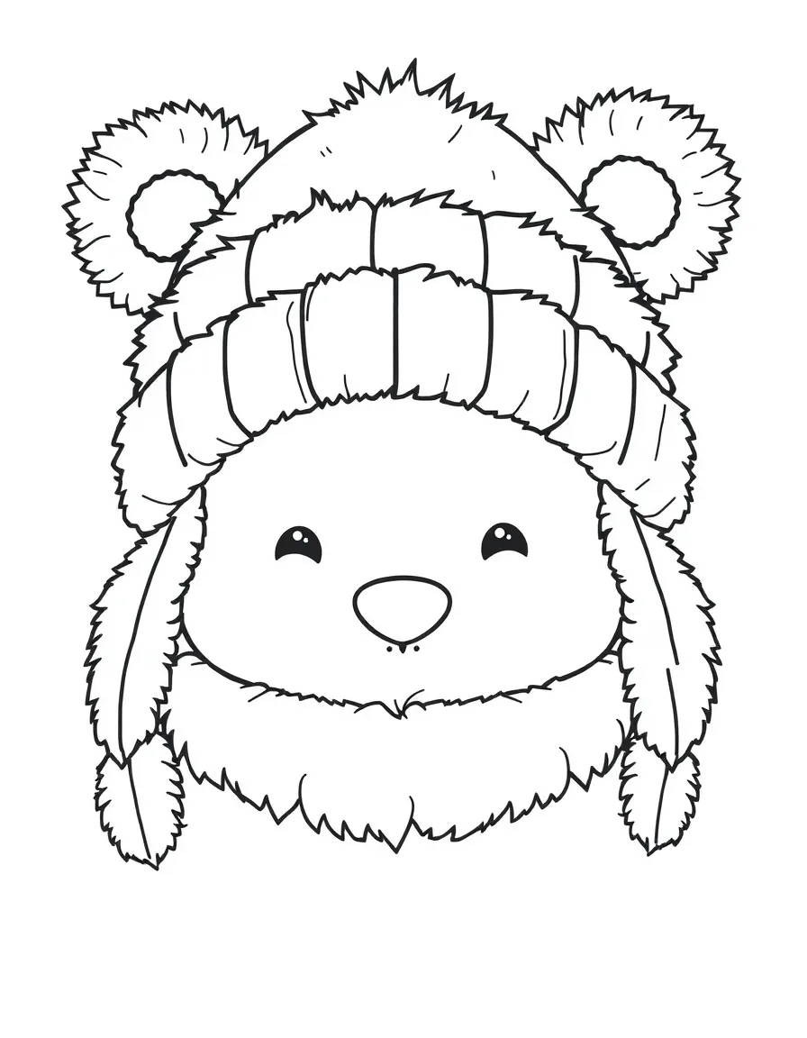 A fluffy hat keeping ears warm.
