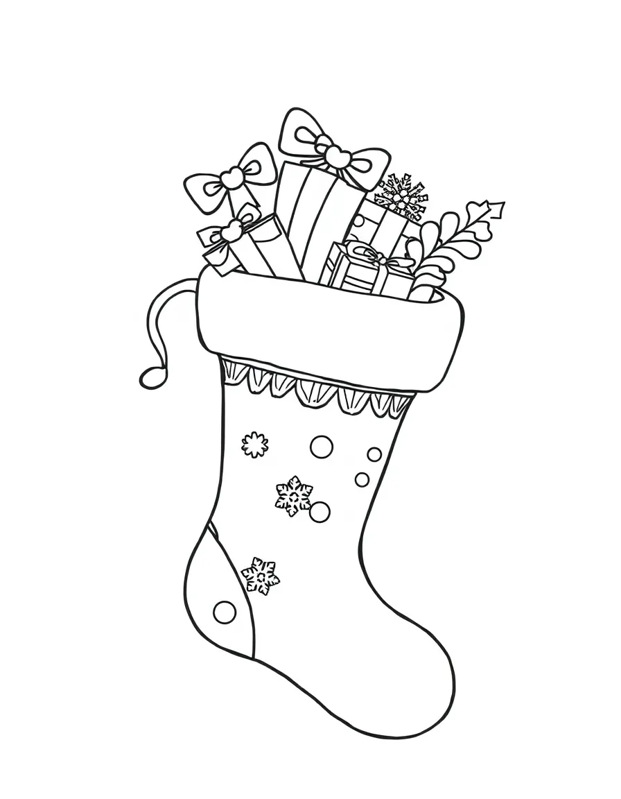 A happy Christmas stocking full of gifts.