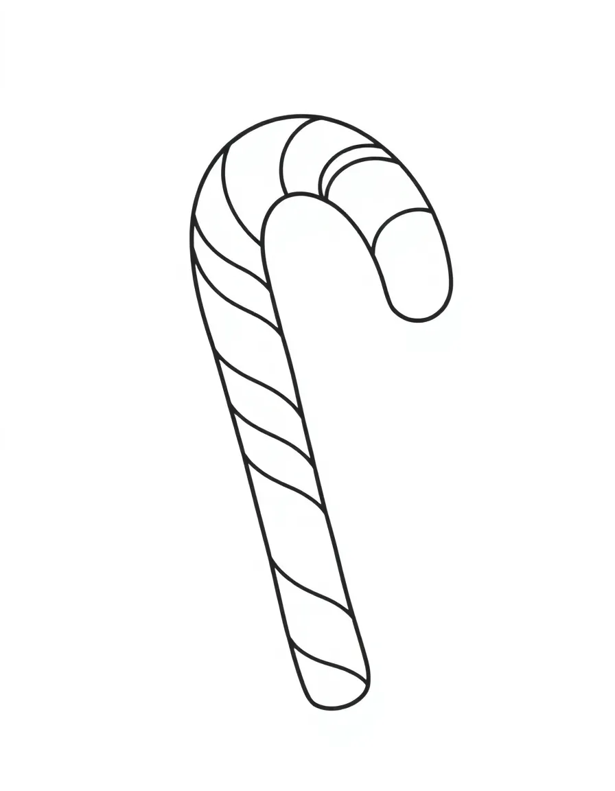 A sweet candy cane with stripes.