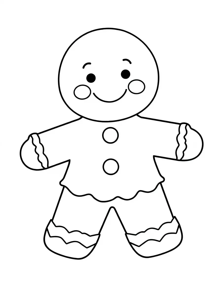 A happy gingerbread man with buttons.