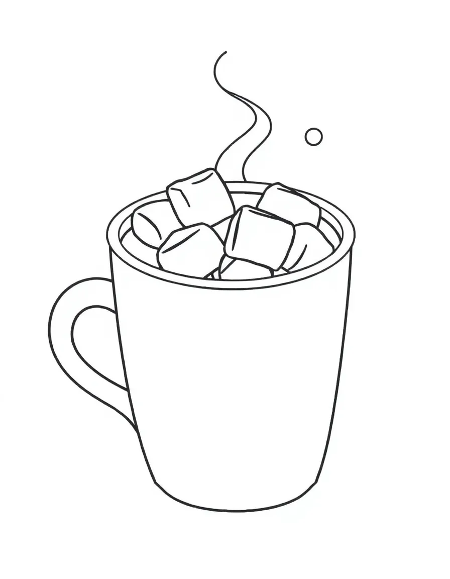 A bubbly mug of hot cocoa with marshmallows.