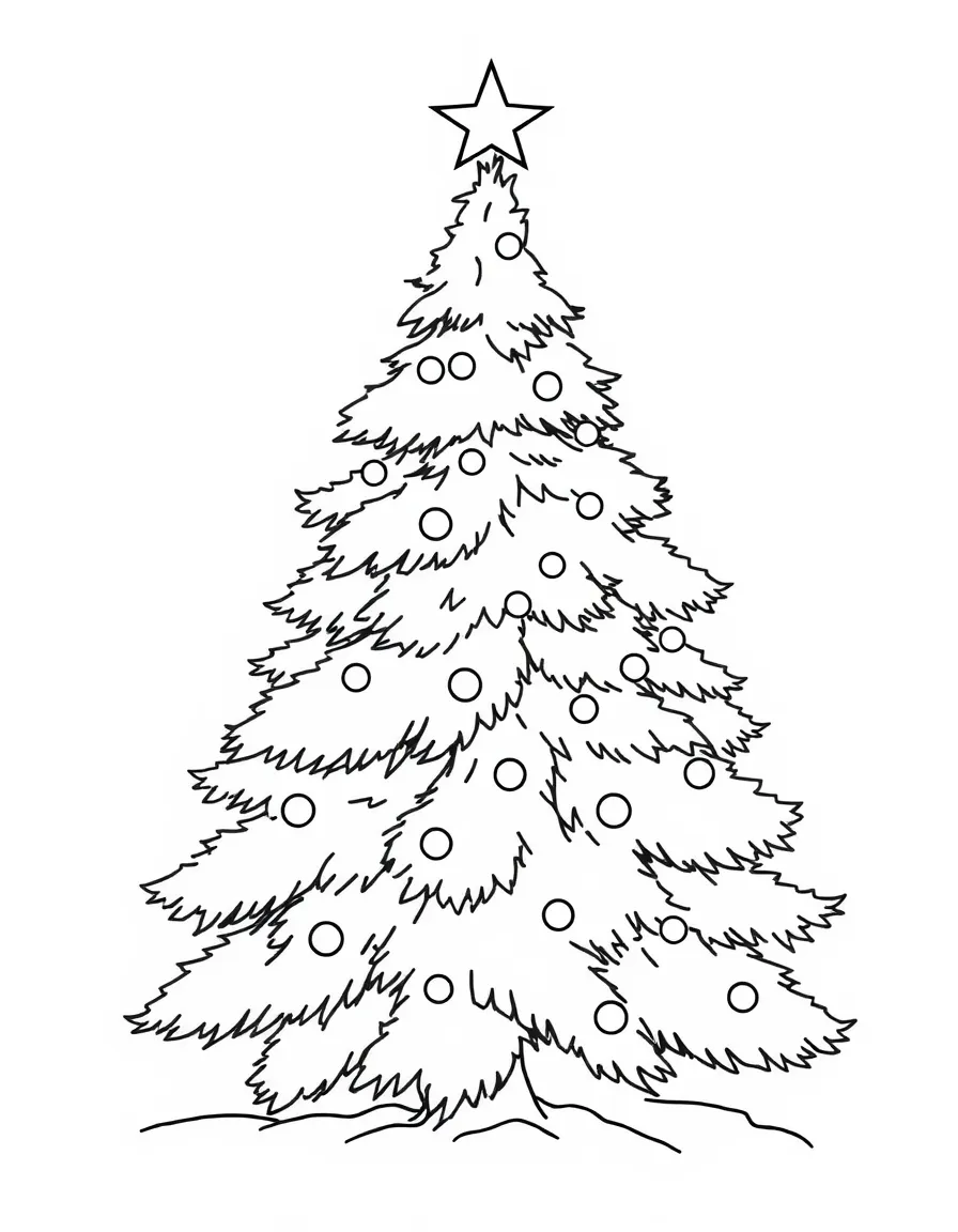 A fluffy Christmas tree with lights.