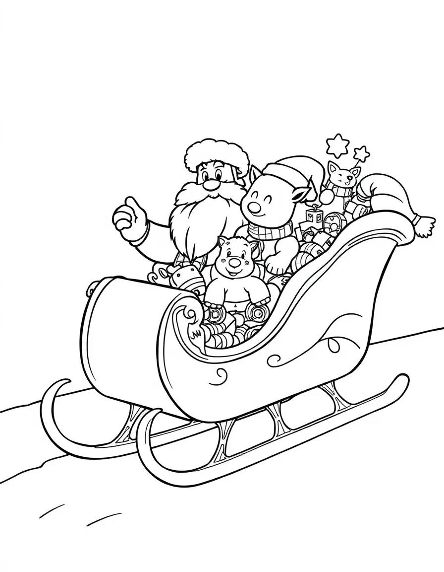 A strong sleigh full of toys.
