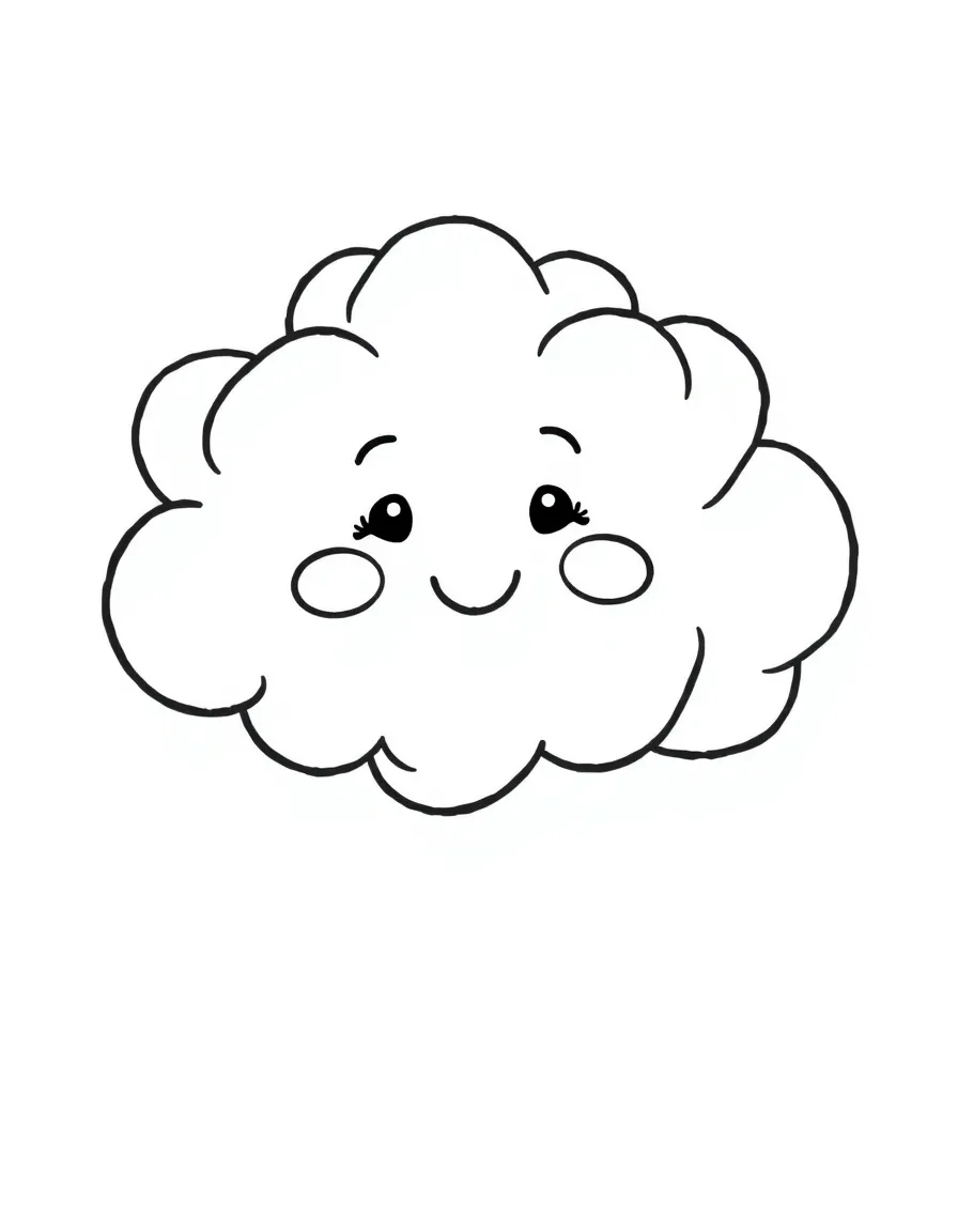 A fluffy cloud with a happy face.