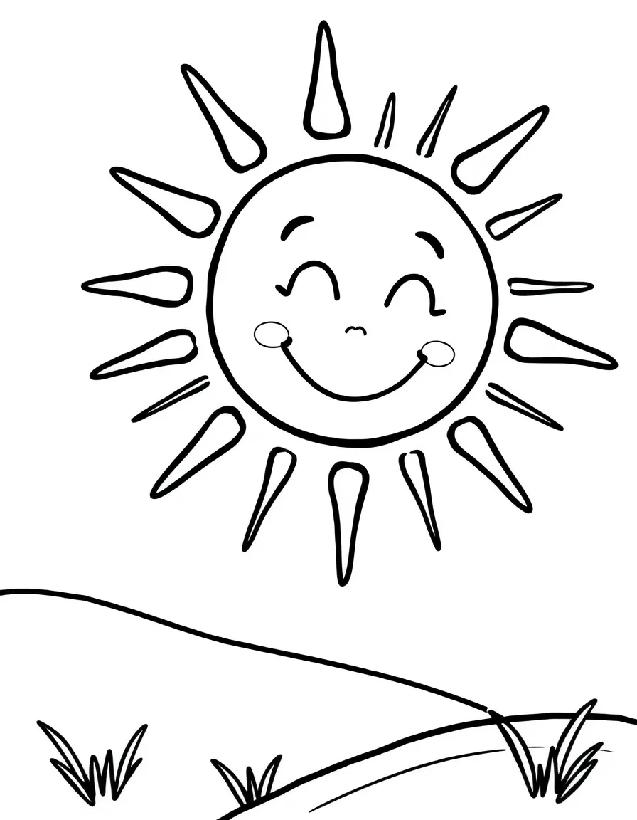 A cheerful sun smiling down.