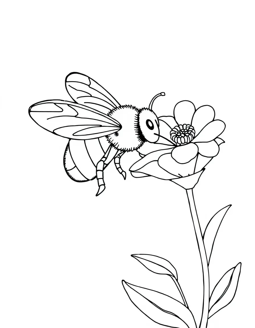 A busy bee flying to a flower.