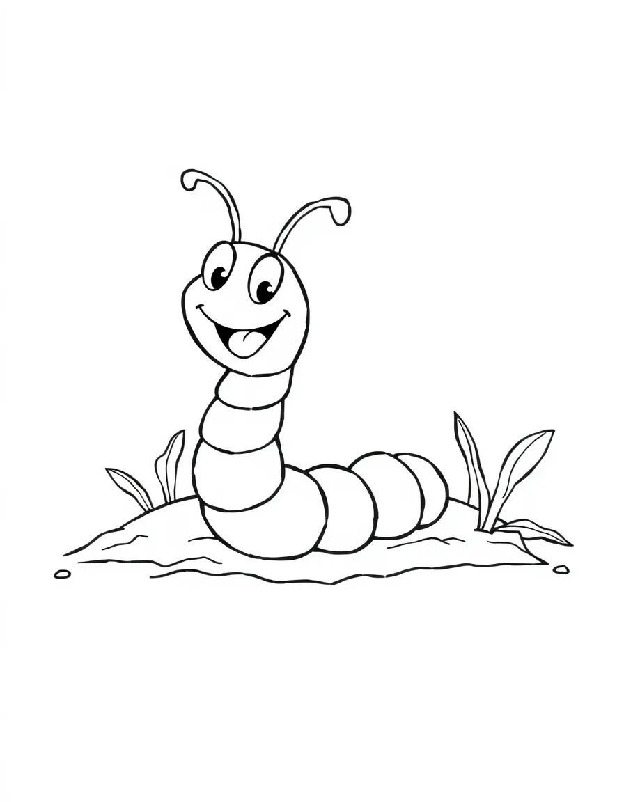 A happy worm wiggling in the dirt.