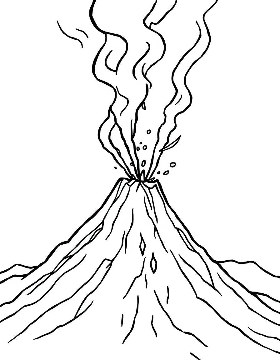 A pointy volcano erupting.