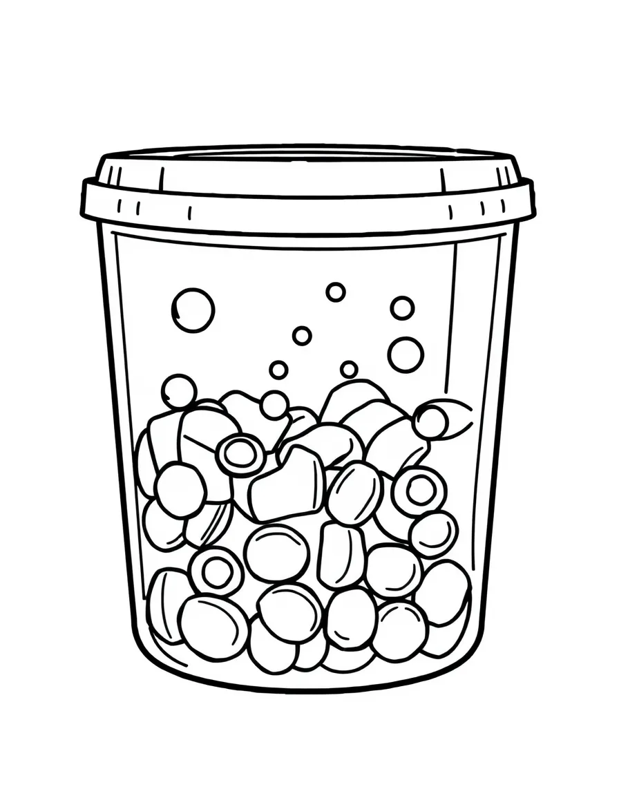 A bubbly plastic container with food.