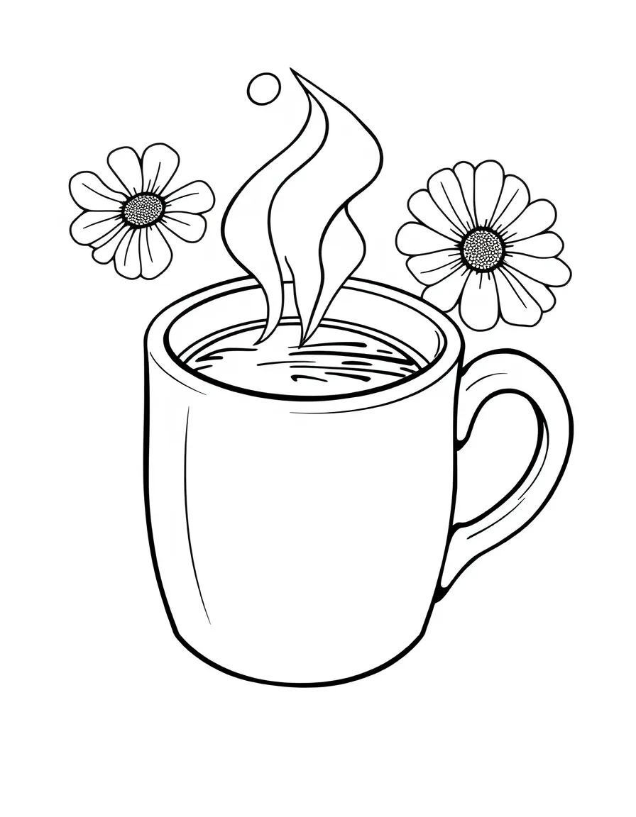 A pointy ceramic mug with coffee.