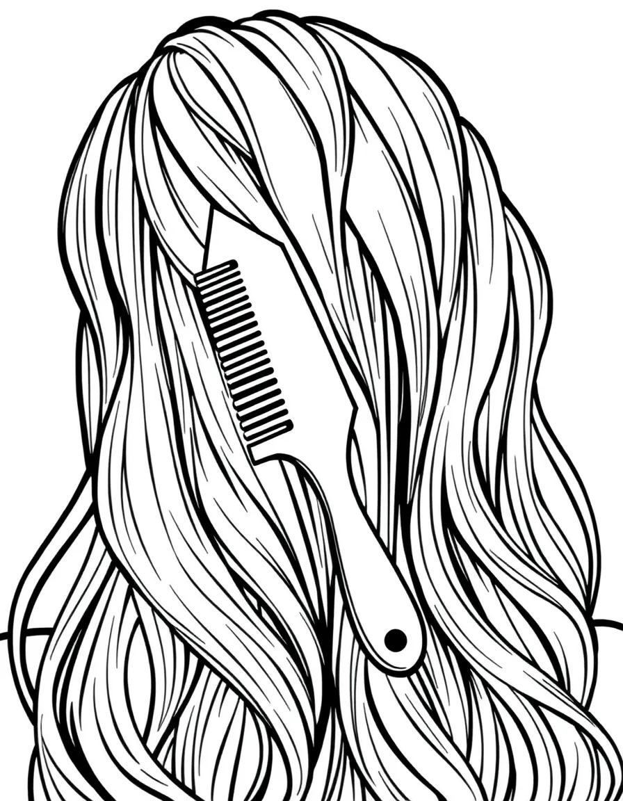 A pointy comb untangling hair.