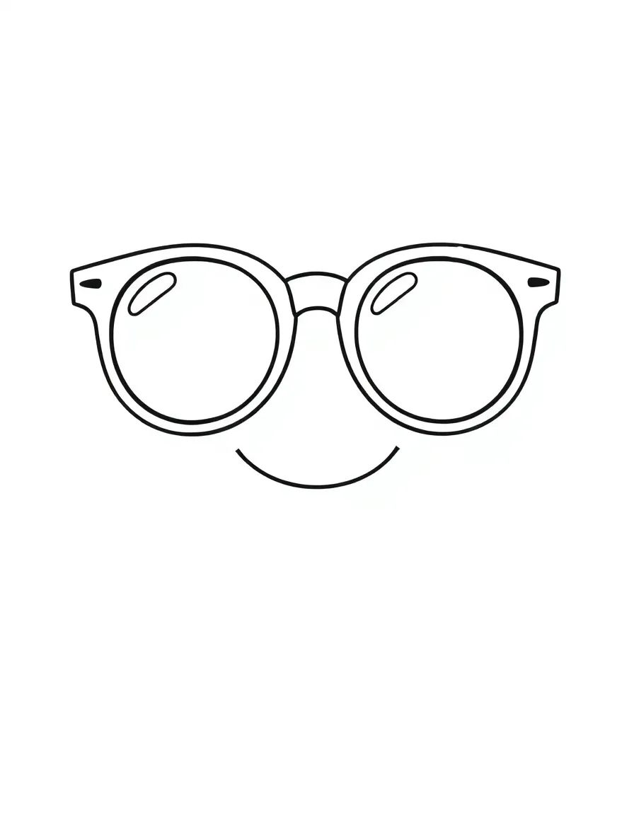 A happy eyeglass with big lenses.