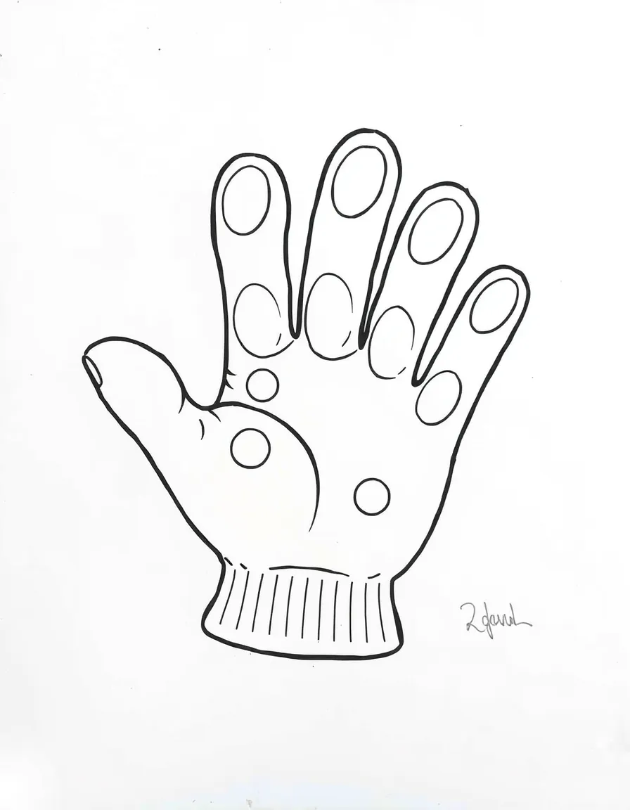 A bubbly glove with five fingers.