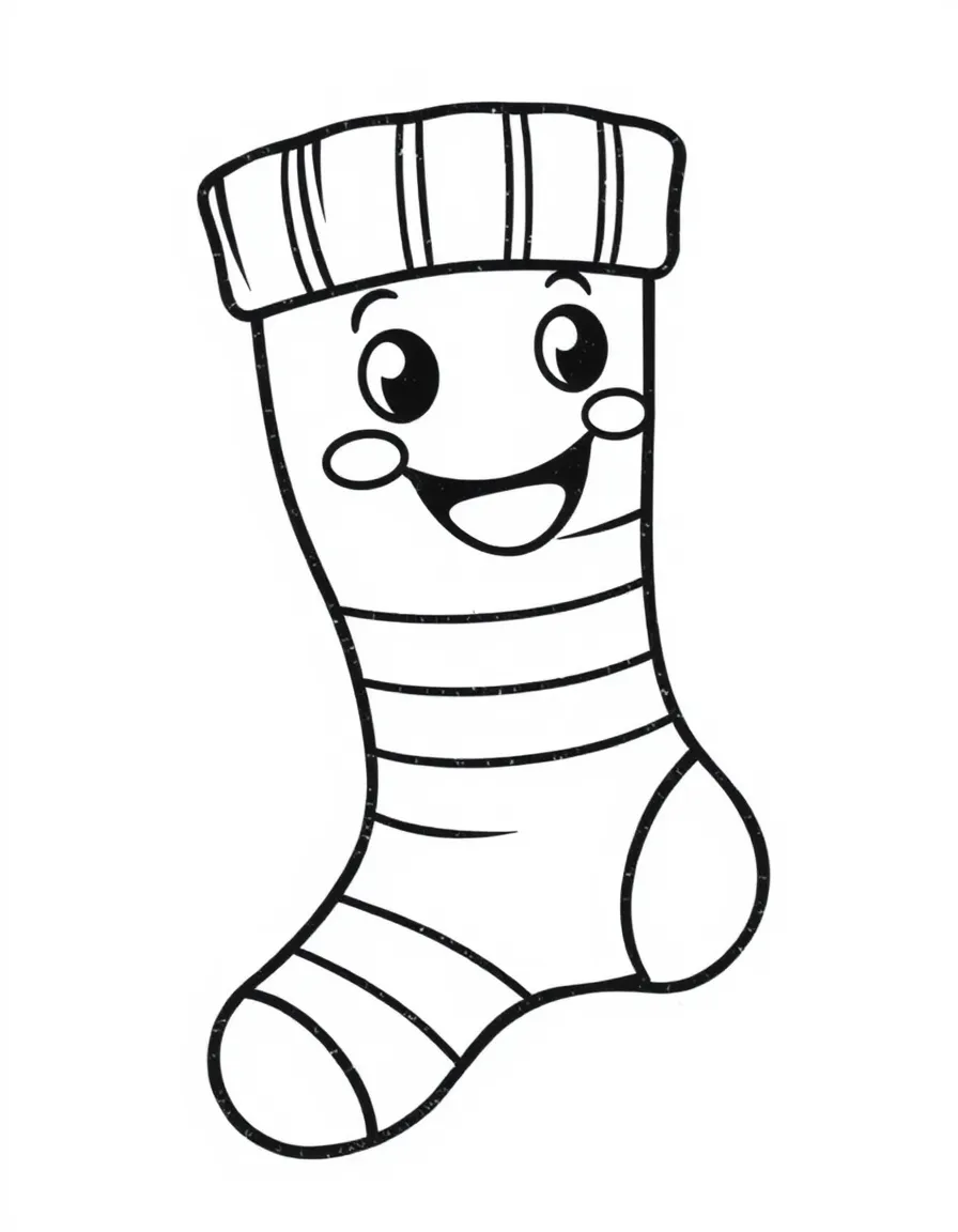 A happy sock with stripes.