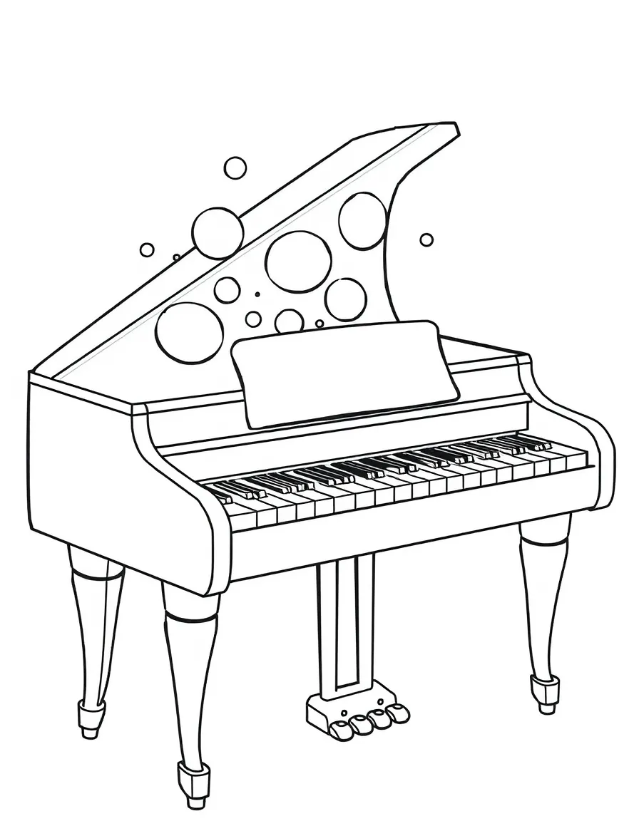 A bubbly piano with keys.