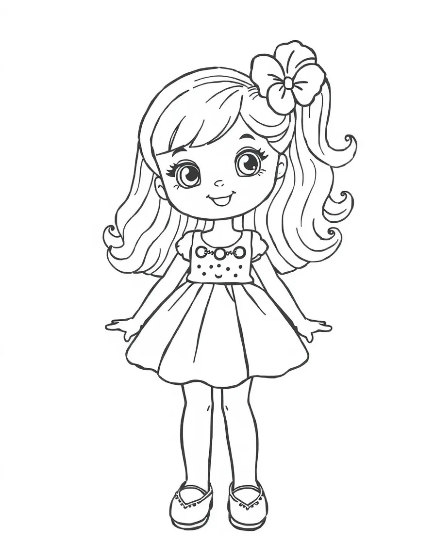 A bubbly doll with a pretty dress.