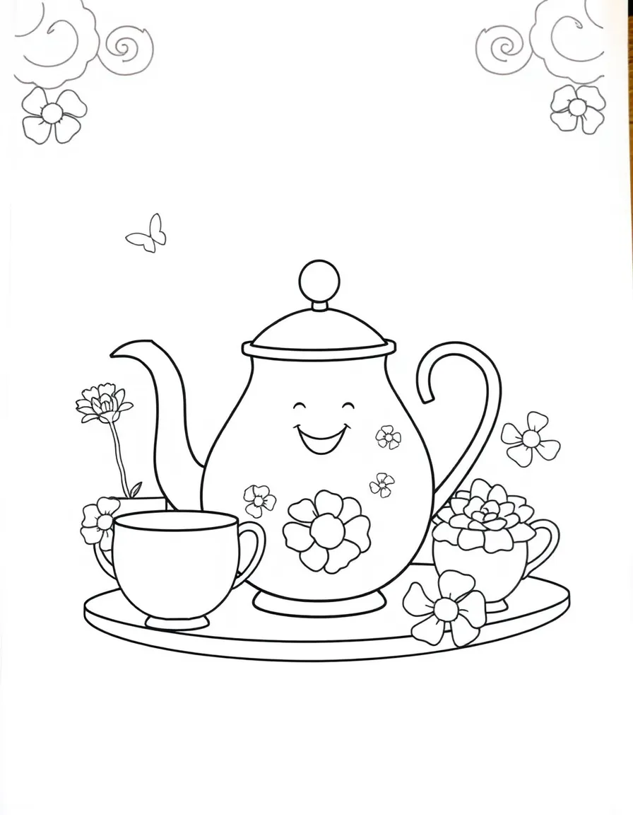 A happy tea set for a tea party.