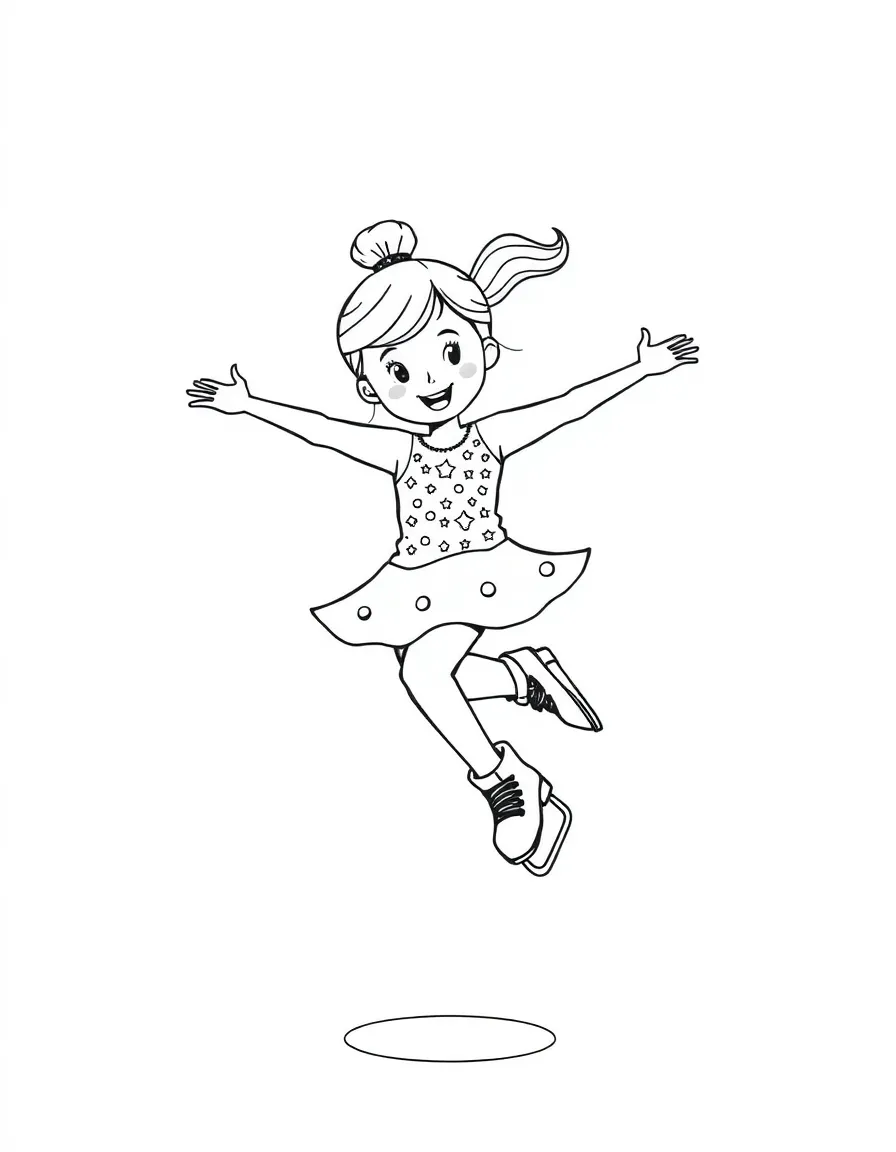 A cute figure skater doing a jump, with a sparkly costume.
