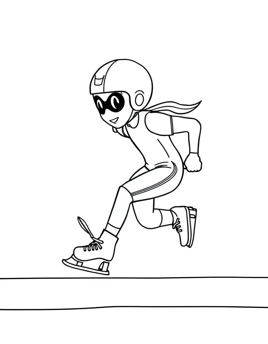 A friendly speed skater crossing the finish line in a blur.