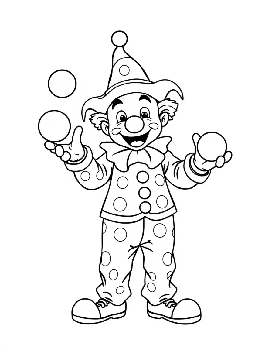 A little rodeo clown juggling colorful balls.
