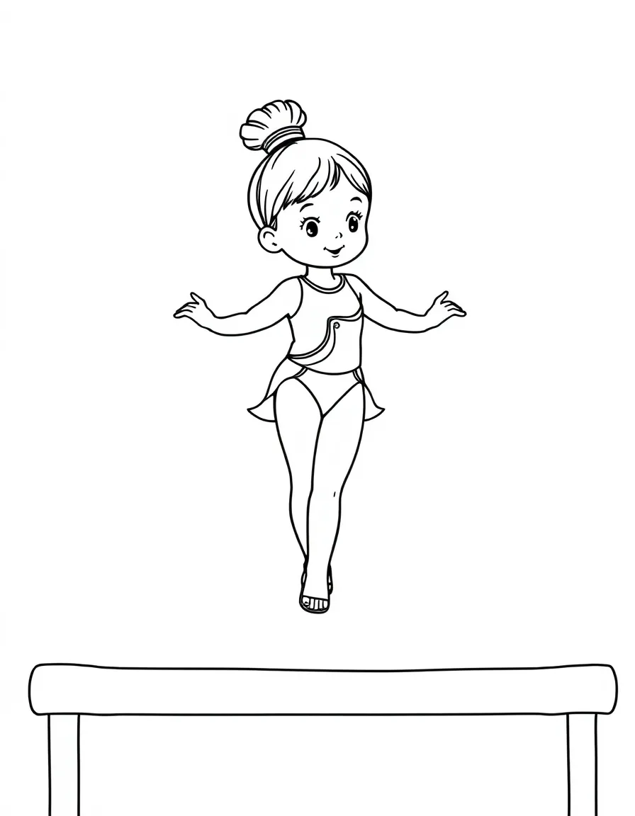 A little artistic gymnast walking on hands on parallel bars.