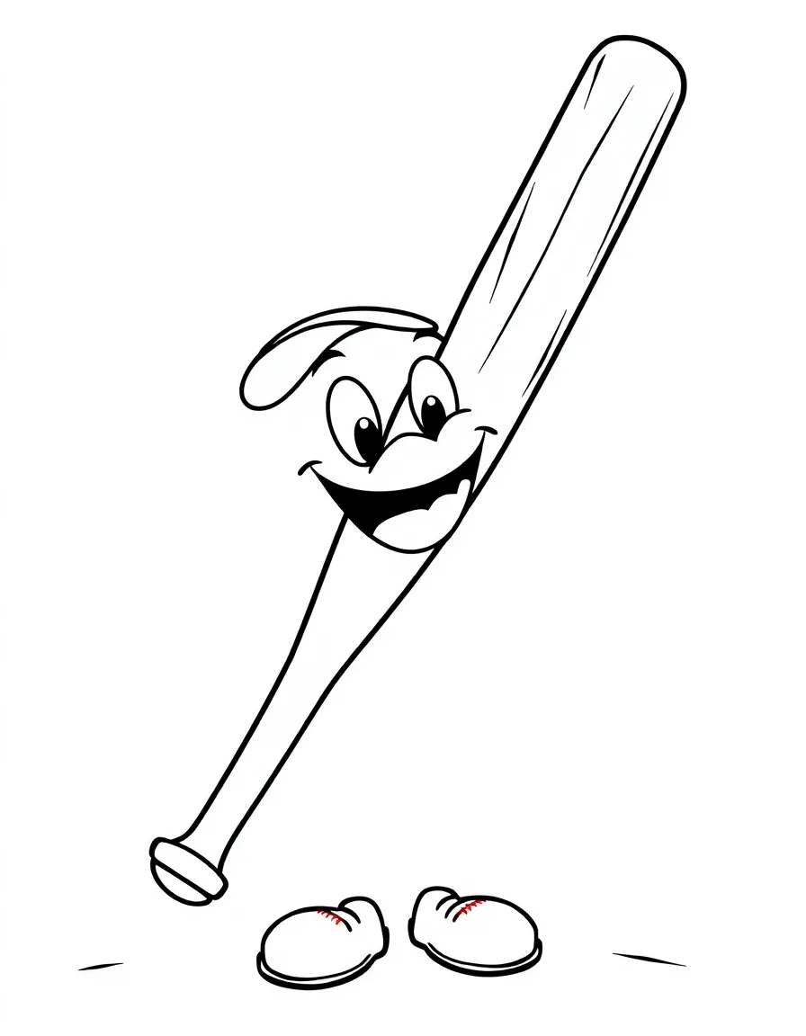 A baseball bat with a big smile, waiting to hit a ball.