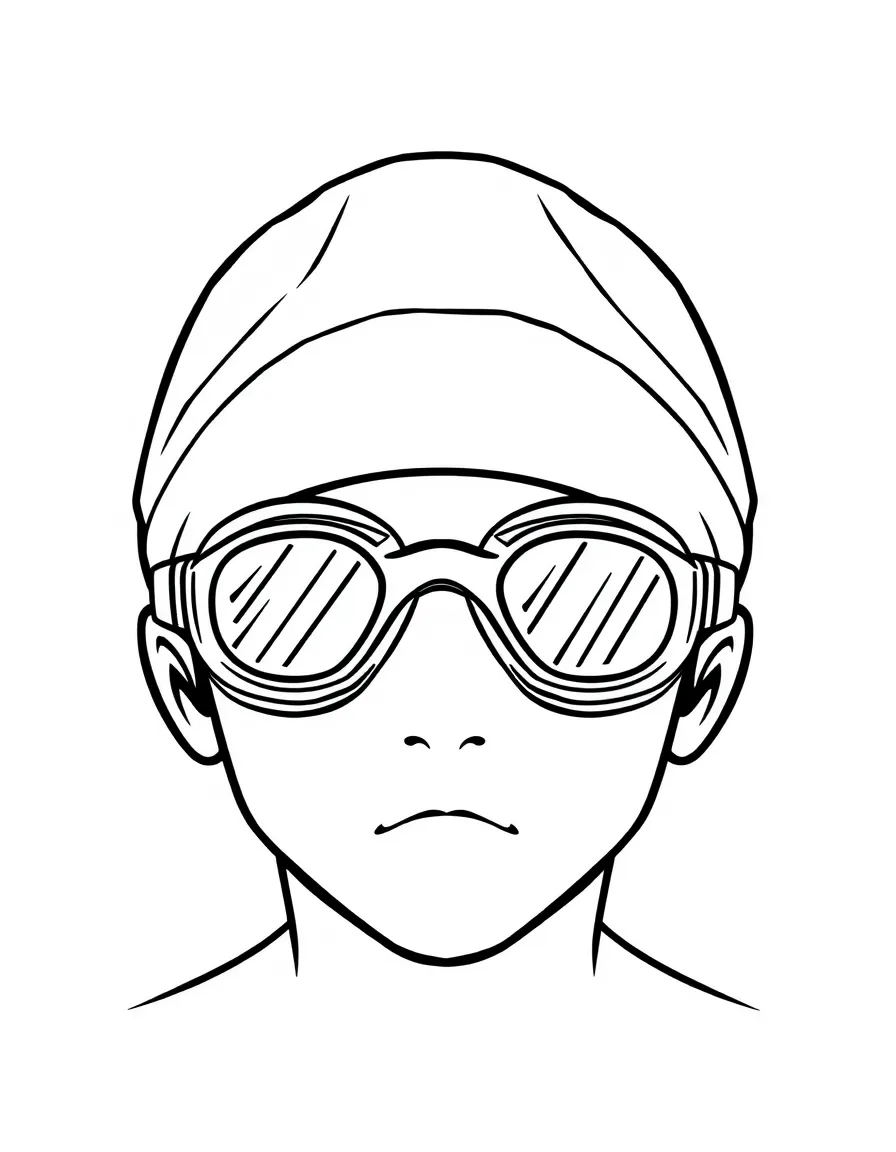 A swimming cap with goggles, looking ready for a splash.
