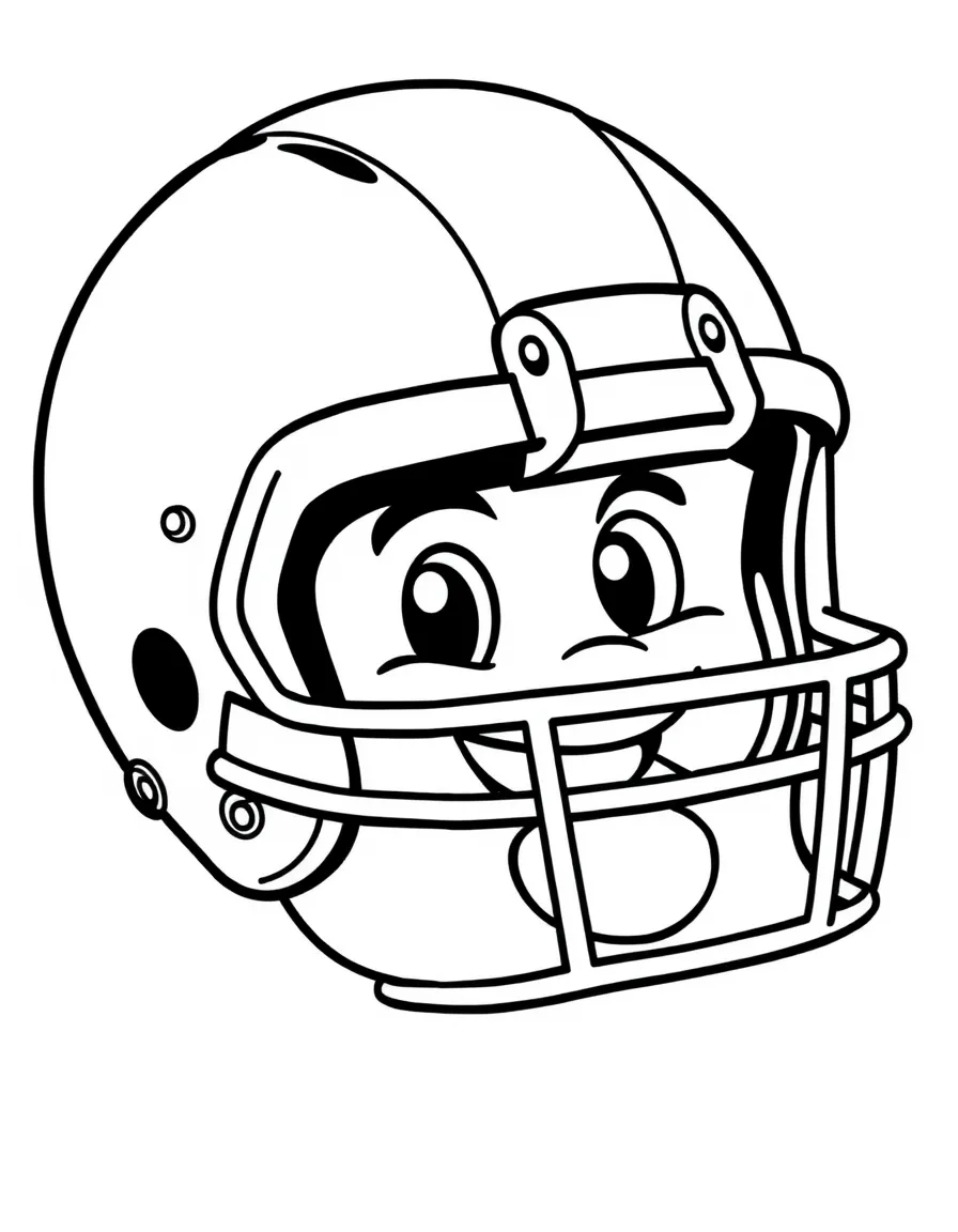 A football helmet with a friendly grin.