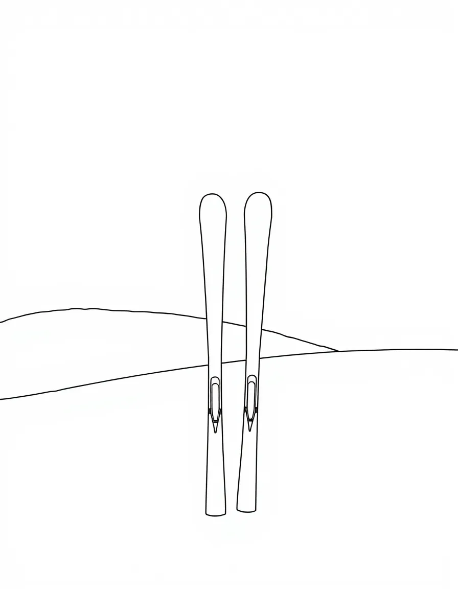 Skis and poles standing in the snow.