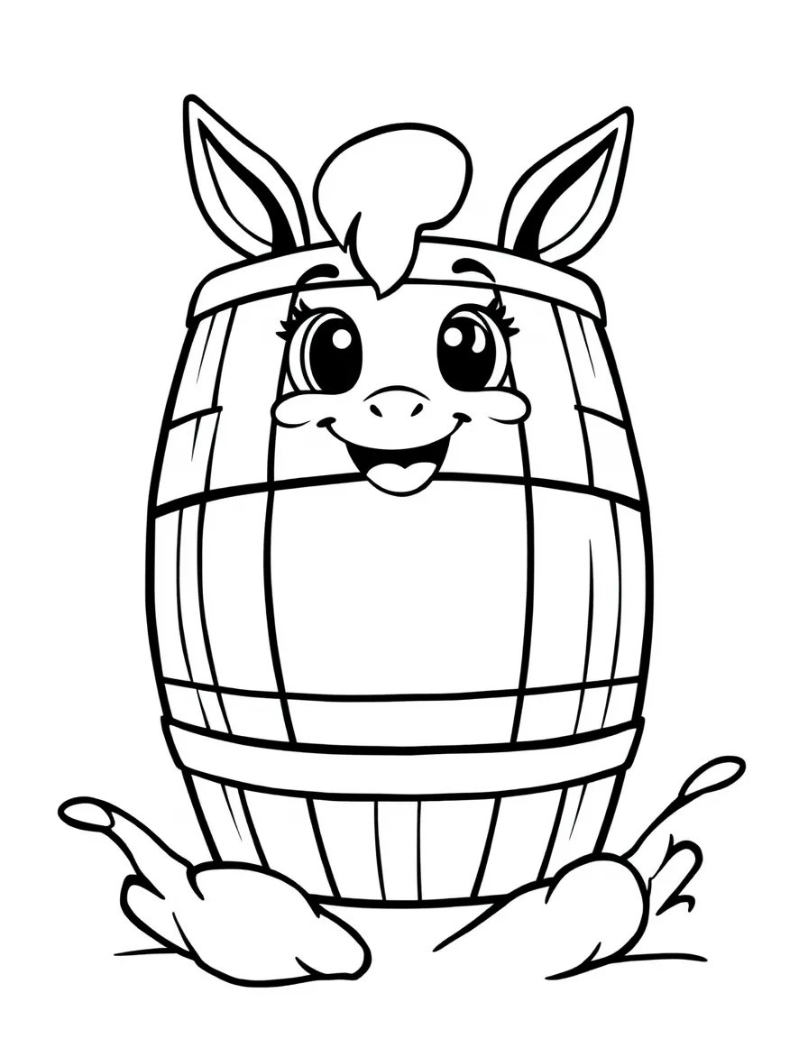 A barrel racing barrel with a happy face.