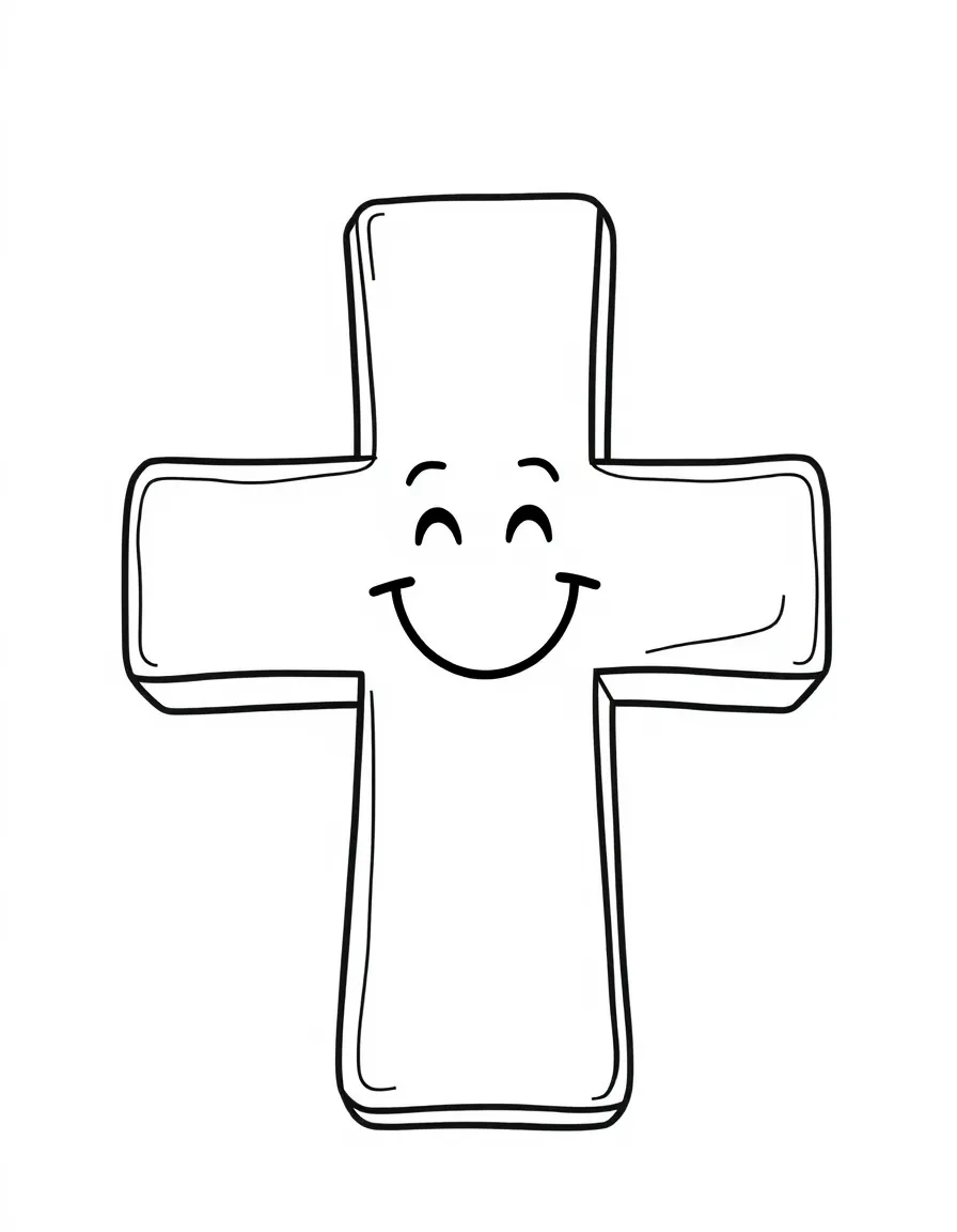 A first aid cross with a happy smile.