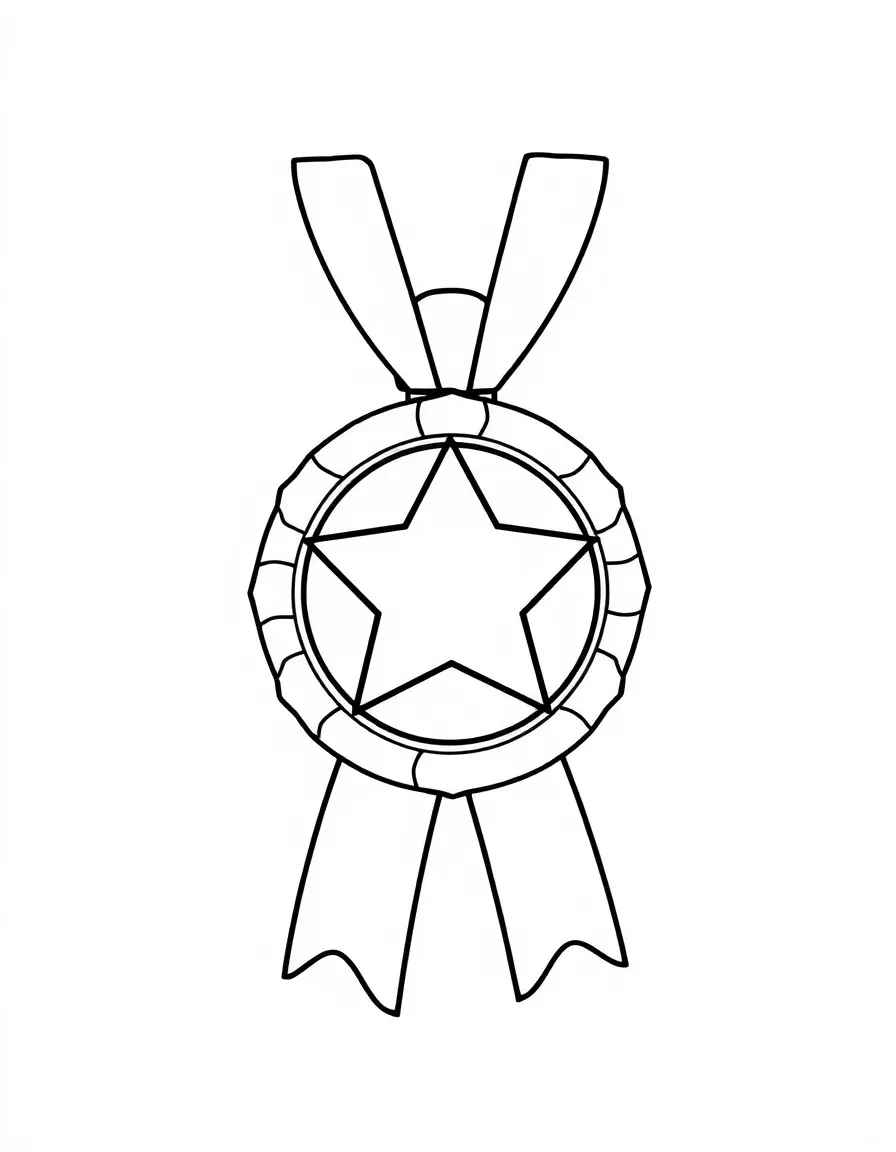 A medal with a happy star.