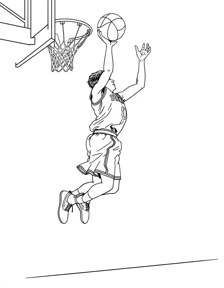 A basketball player doing a high jump to get the ball.
