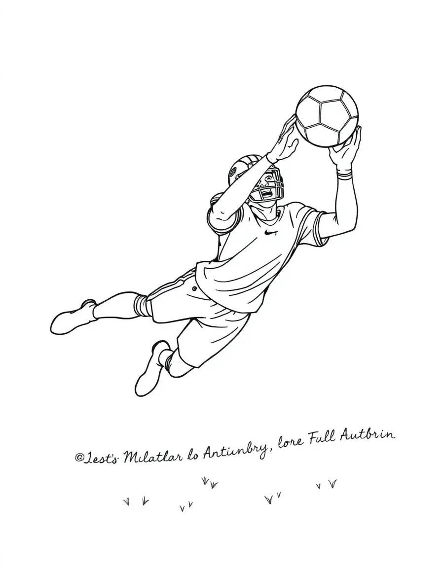 A football player making a spectacular dive to catch the ball.