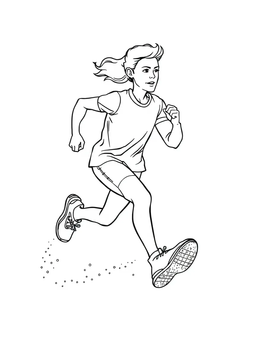 A runner with super speedy shoes, leaving a trail of glitter.