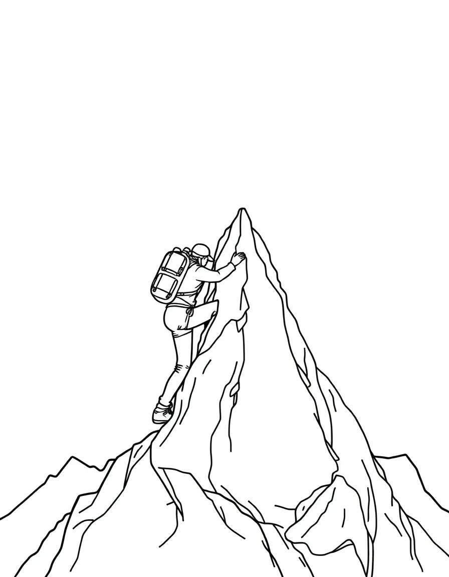A rock climber hugging a tiny mountain.